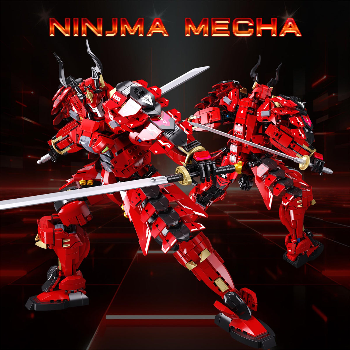 Mavo Brix Building Sets Samurai Warrior Toys with Double Swords Dark Red DEMO
