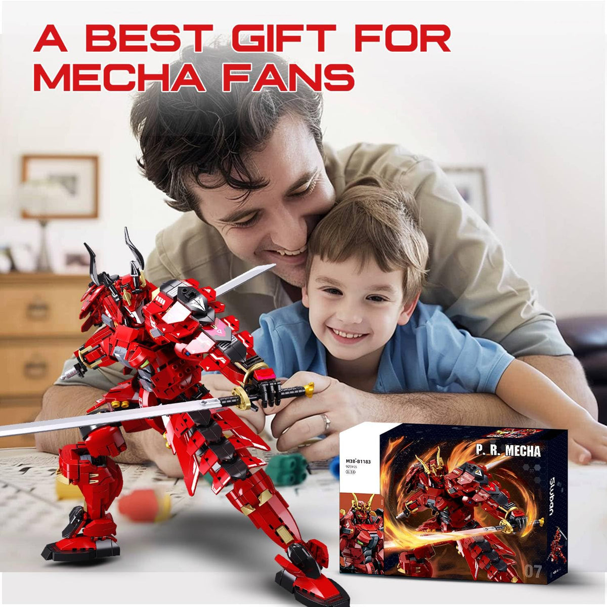 Mavo Brix Building Sets Samurai Warrior Toys with Double Swords Dark Red DEMO