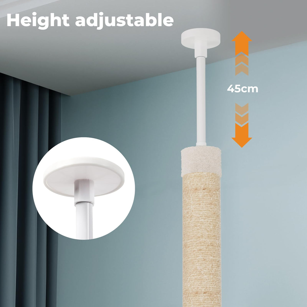 PAWZ 5 Tier Floor-to-Ceiling Cat Climbing Tower Adjustable Height Beige NEW