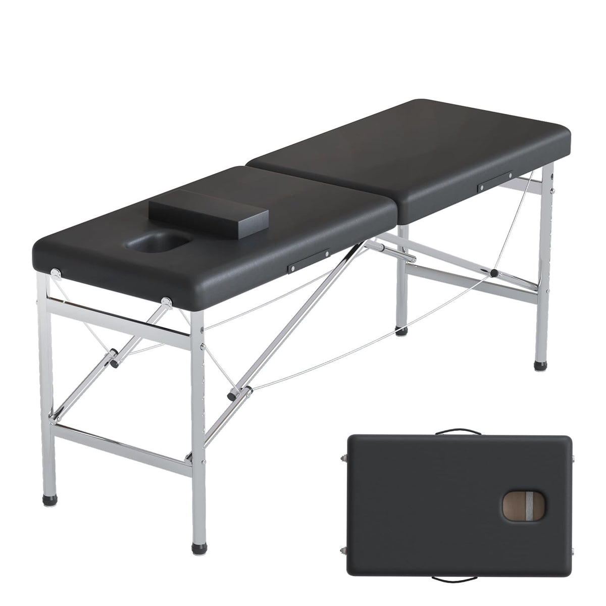 PORIYA Portable 2-Fold Beauty Bed with Adjustable Backrest and Legrest DEMO