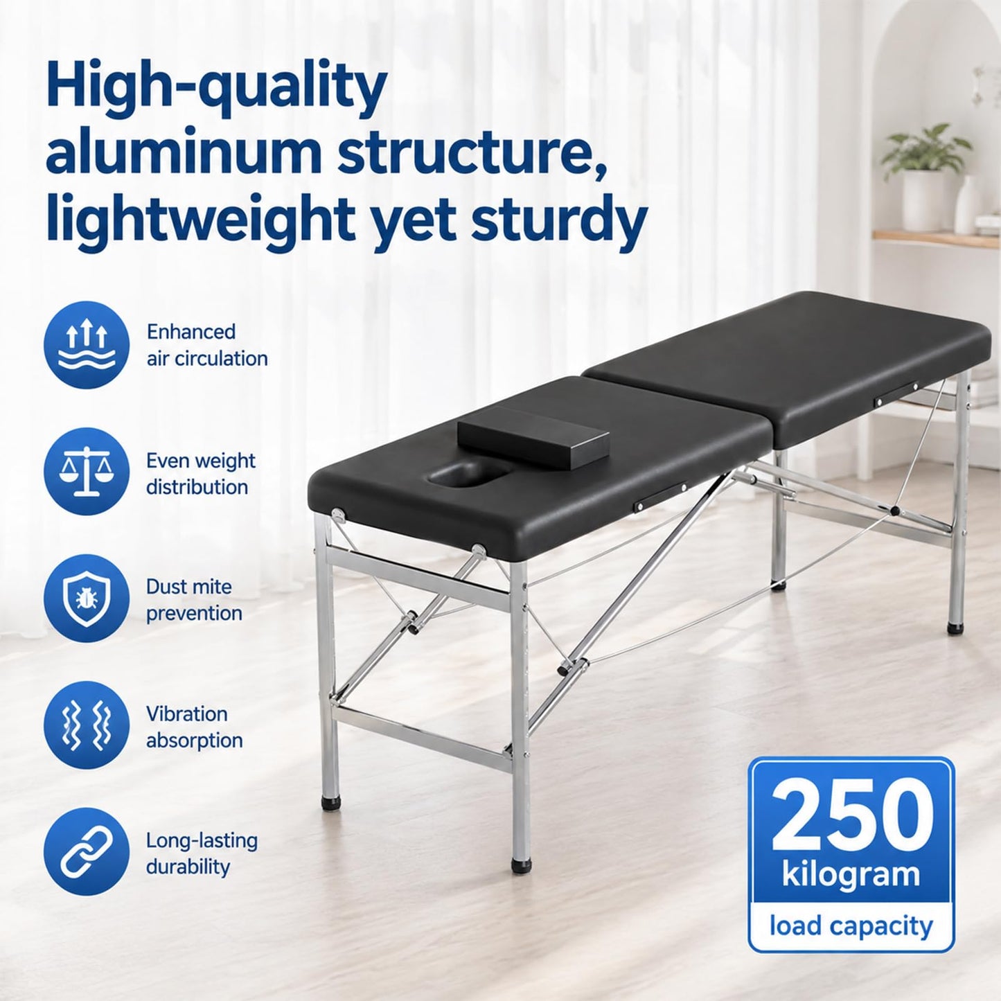 PORIYA Portable 2-Fold Beauty Bed with Adjustable Backrest and Legrest DEMO