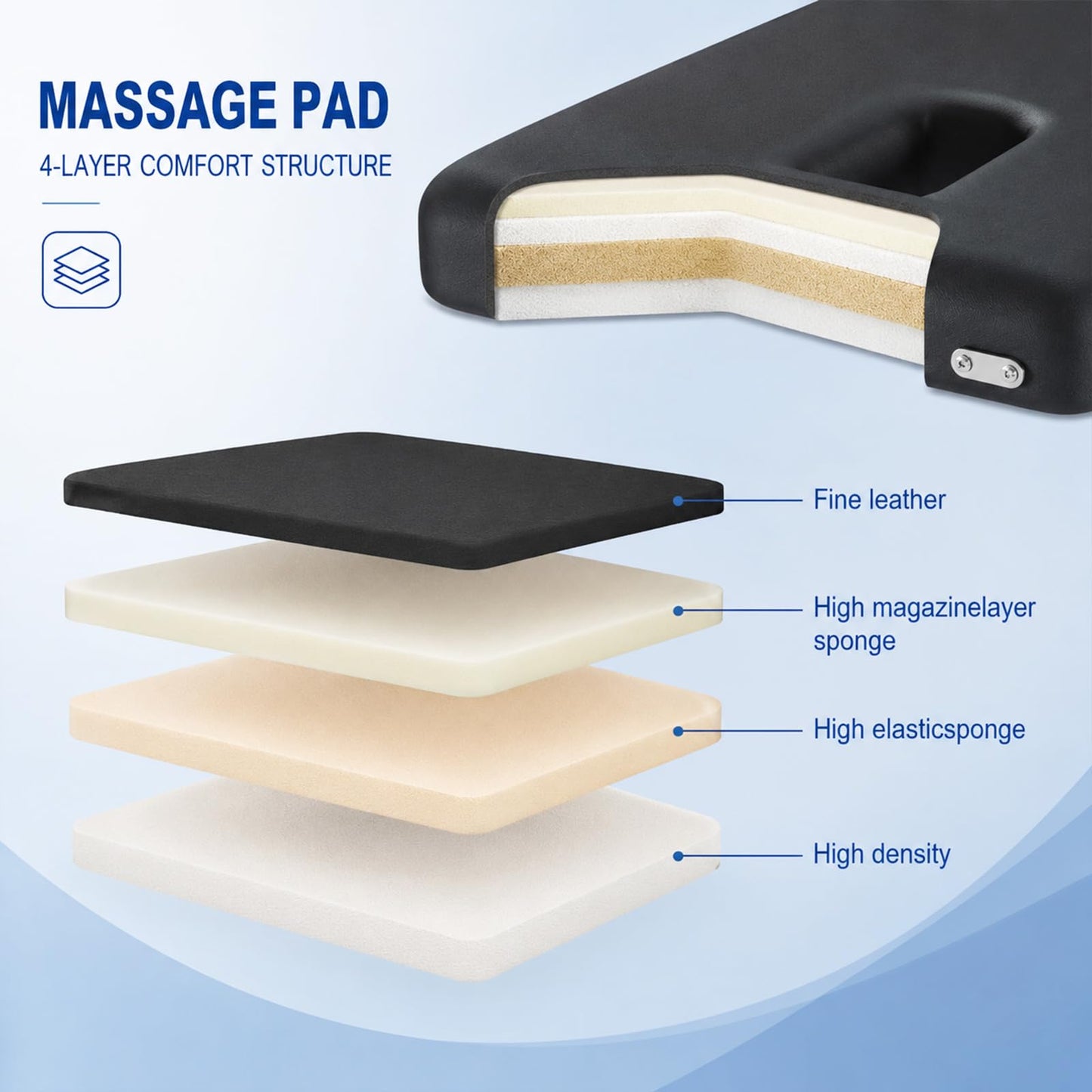 PORIYA Portable 2-Fold Beauty Bed with Adjustable Backrest and Legrest DEMO