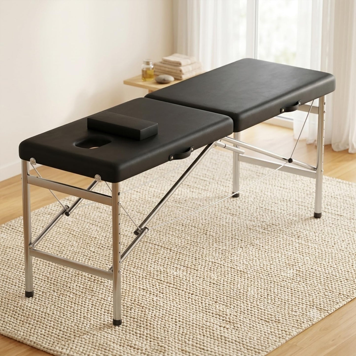 PORIYA Portable 2-Fold Beauty Bed with Adjustable Backrest and Legrest DEMO