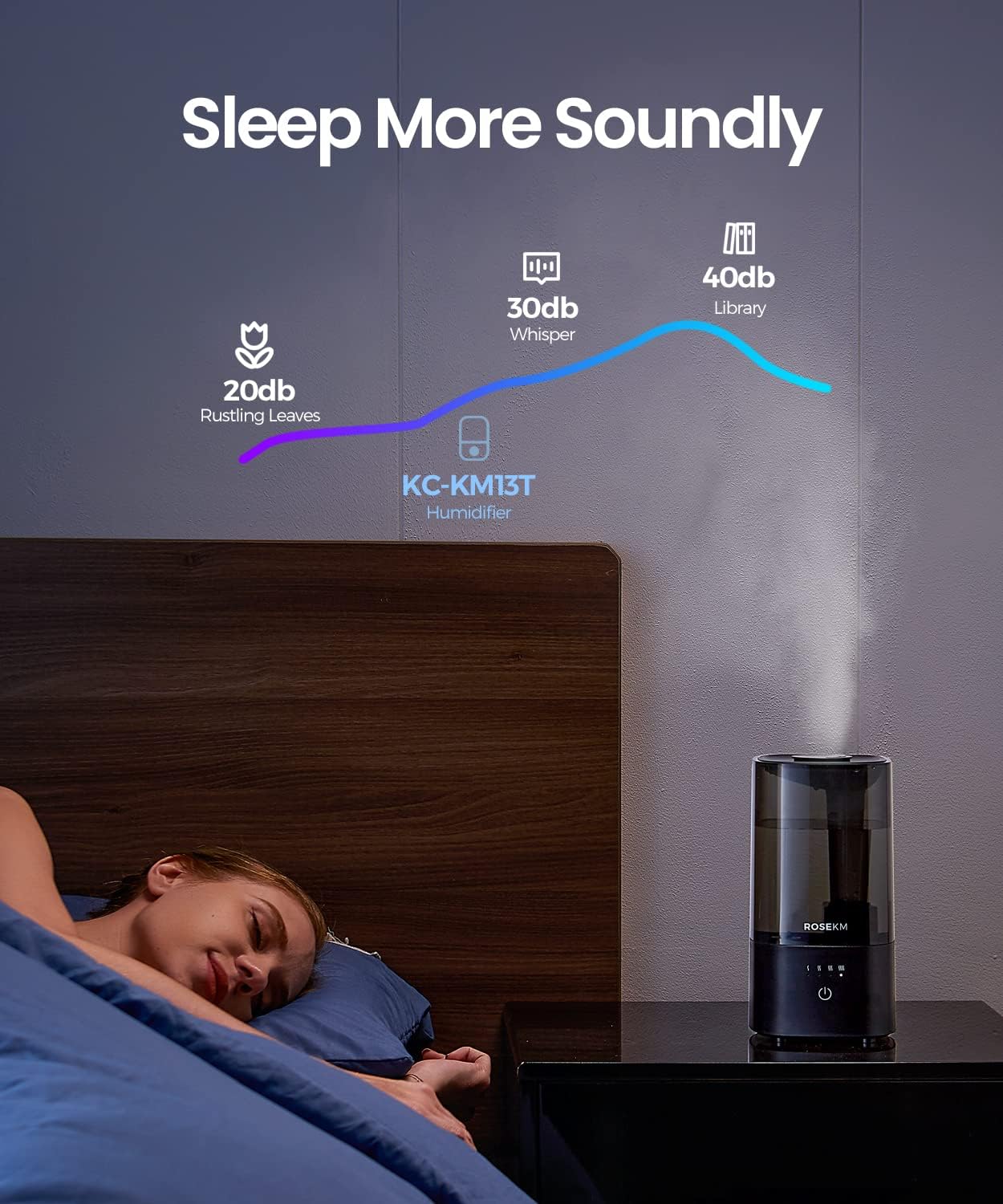 Rosekm Black Cool Mist Single Room Humidifier for Home, Plants & Baby DEMO