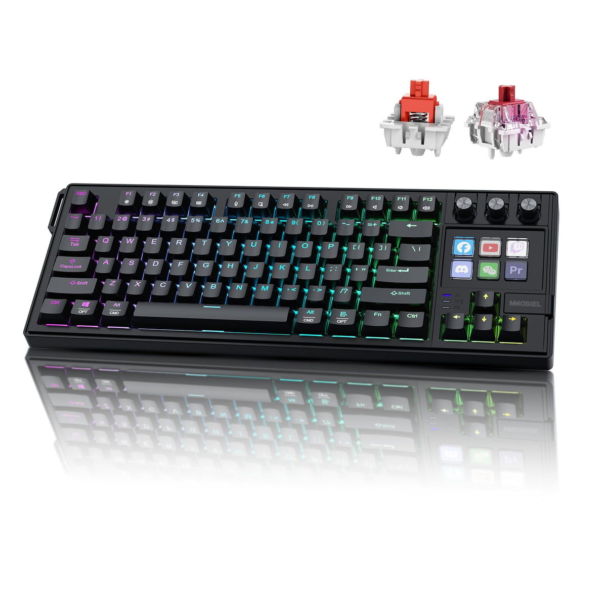 MMOBIEL Mechanical Gaming Keyboard QWERTY Hot-Swappable RGB Backlit Black NEW