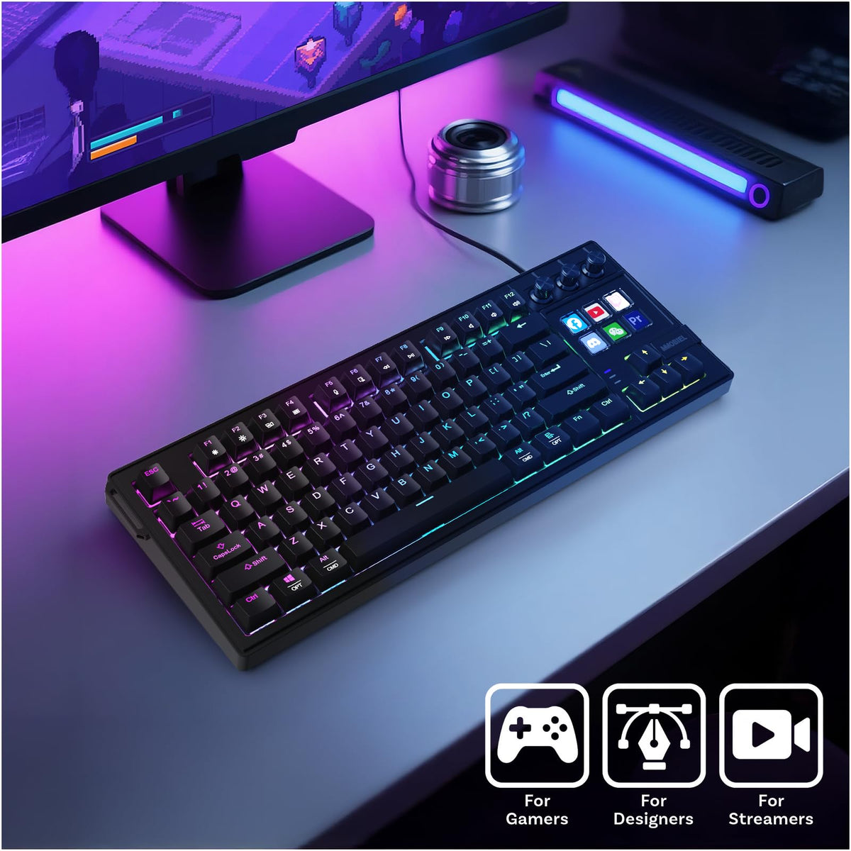MMOBIEL Mechanical Gaming Keyboard QWERTY Hot-Swappable RGB Backlit Black NEW