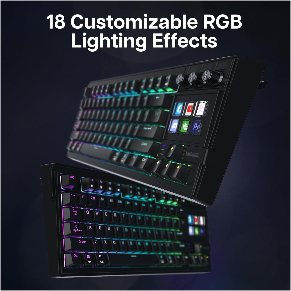 MMOBIEL Mechanical Gaming Keyboard QWERTY Hot-Swappable RGB Backlit Black NEW