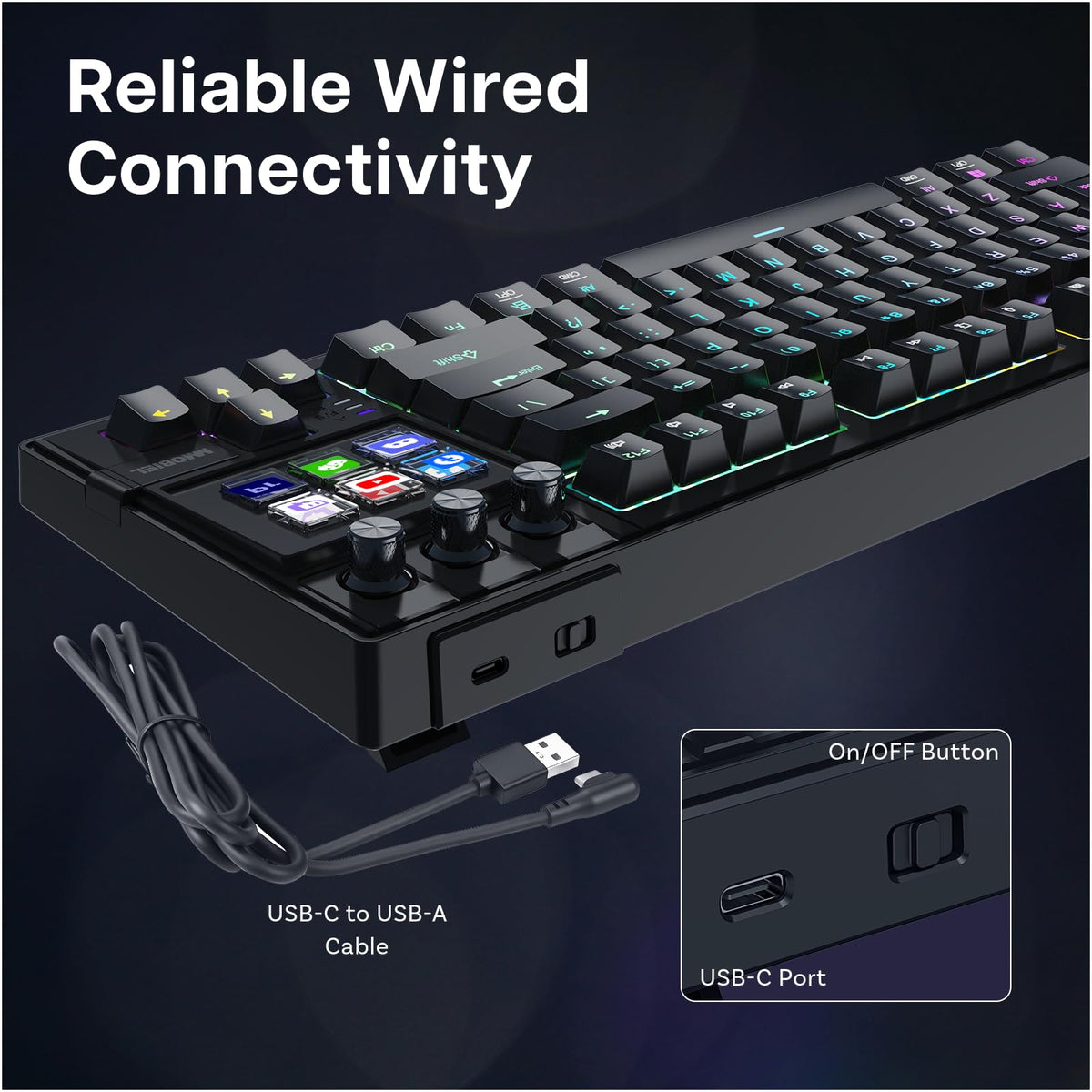 MMOBIEL Mechanical Gaming Keyboard QWERTY Hot-Swappable RGB Backlit Black NEW