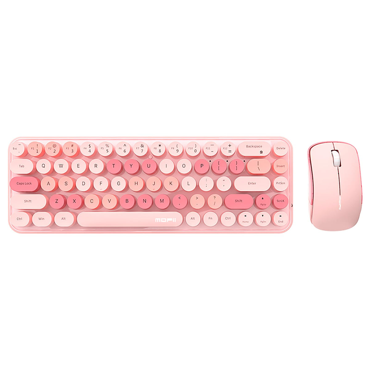 Lomiluskr Wireless Keyboard and Mouse Combo Soundless 68 Round Keys Pink NEW