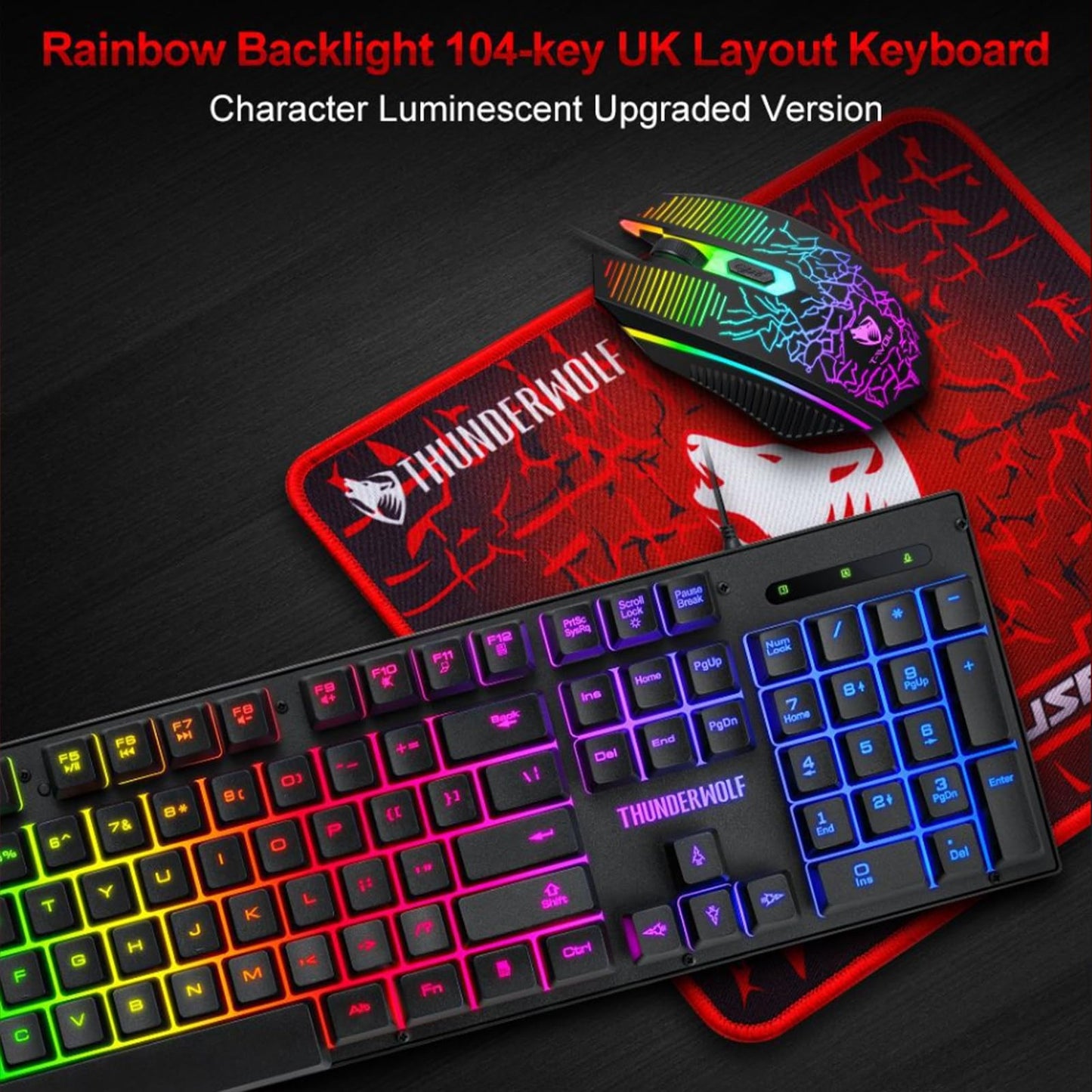 oolong RGB Gaming Keyboard and Mouse Combo with Rainbow LED Backlight DEMO