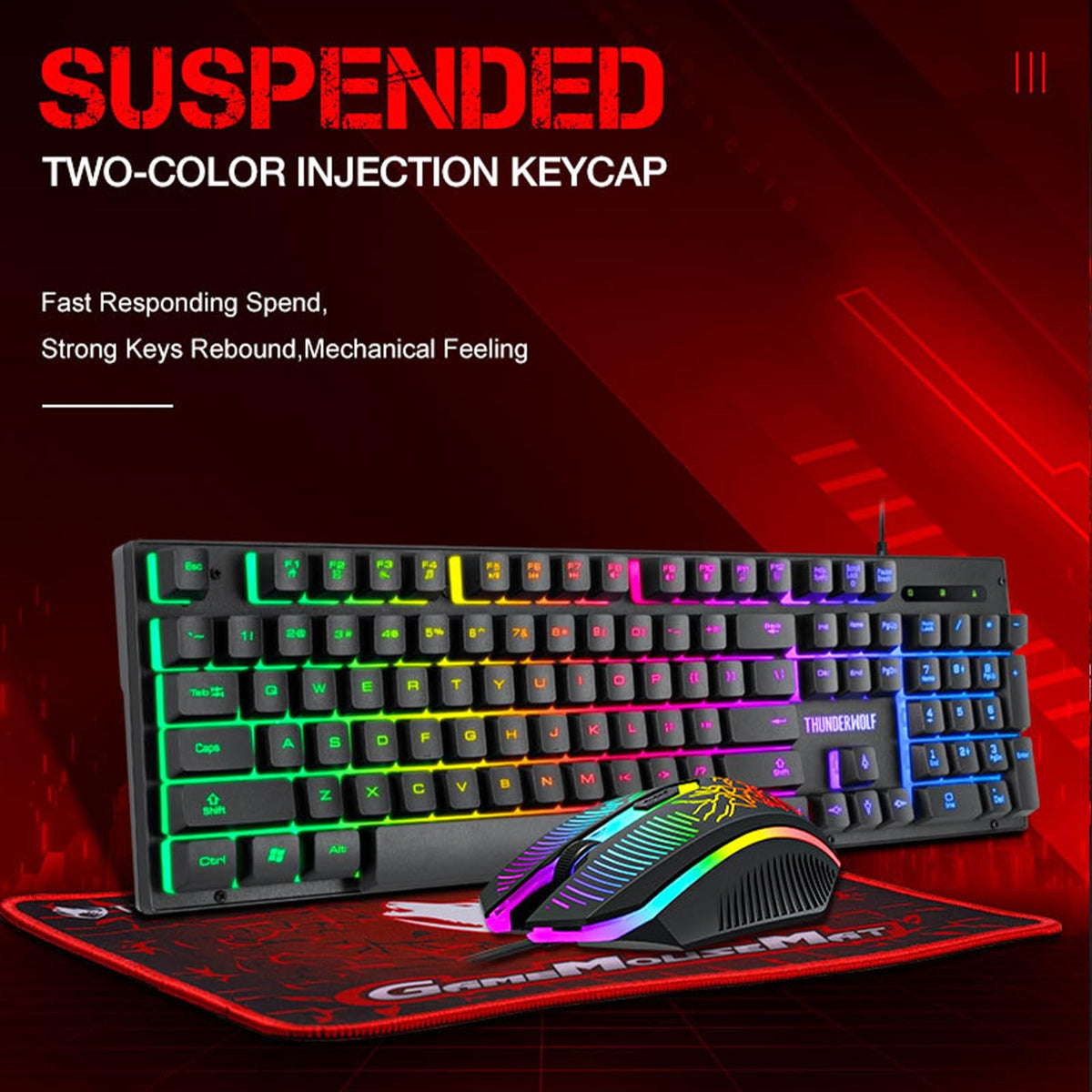 oolong RGB Gaming Keyboard and Mouse Combo with Rainbow LED Backlight DEMO