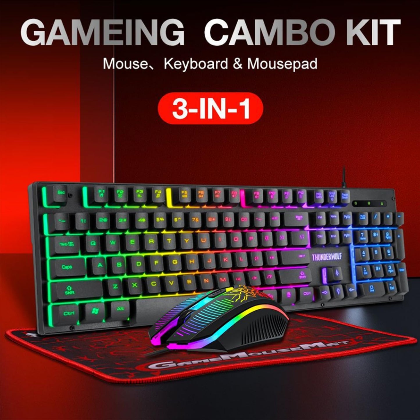 oolong RGB Gaming Keyboard and Mouse Combo with Rainbow LED Backlight DEMO