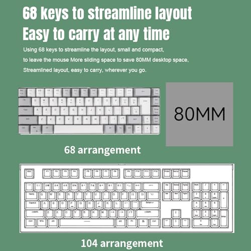 Jectse 60% Mechanical Gaming Keyboard RGB Backlit Ergonomic Gray White NEW