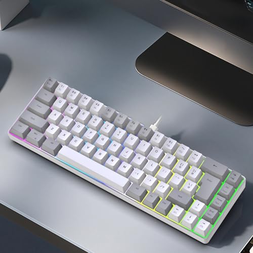 Jectse 60% Mechanical Gaming Keyboard RGB Backlit Ergonomic Gray White NEW