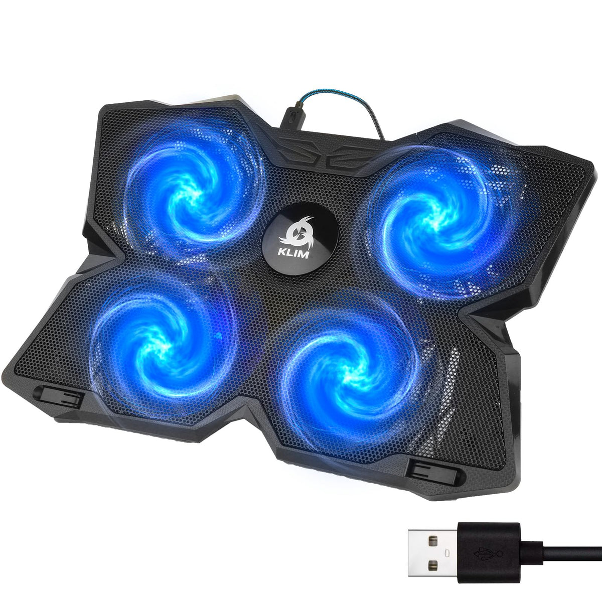 KLIM Powerful Laptop Cooling Pad - Portable Blue Computer Accessory NEW