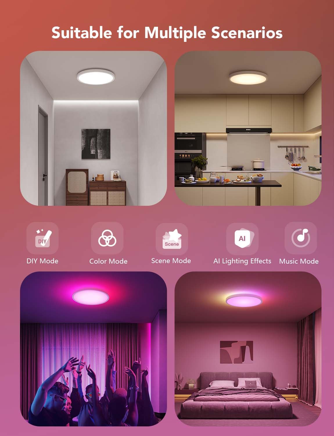 Govee RGBIC Smart LED Ceiling Light 2400LM 24W Ø30cm Dimmable Lighting DEMO