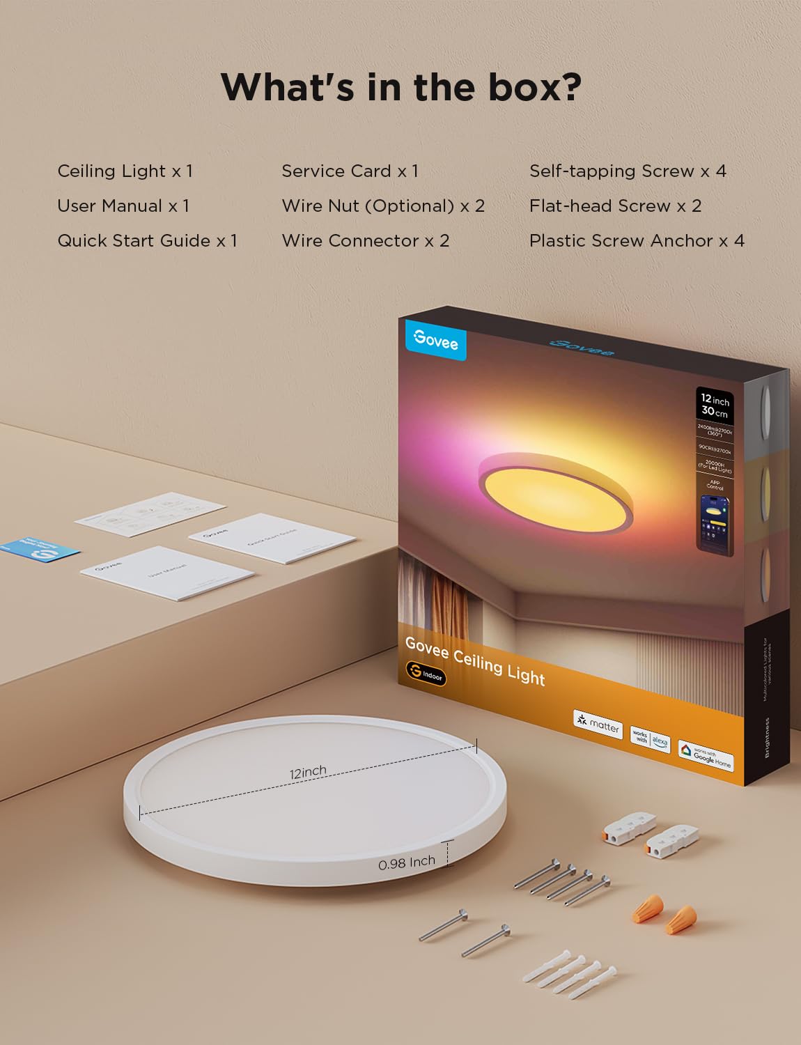 Govee RGBIC Smart LED Ceiling Light 2400LM 24W Ø30cm Dimmable Lighting DEMO