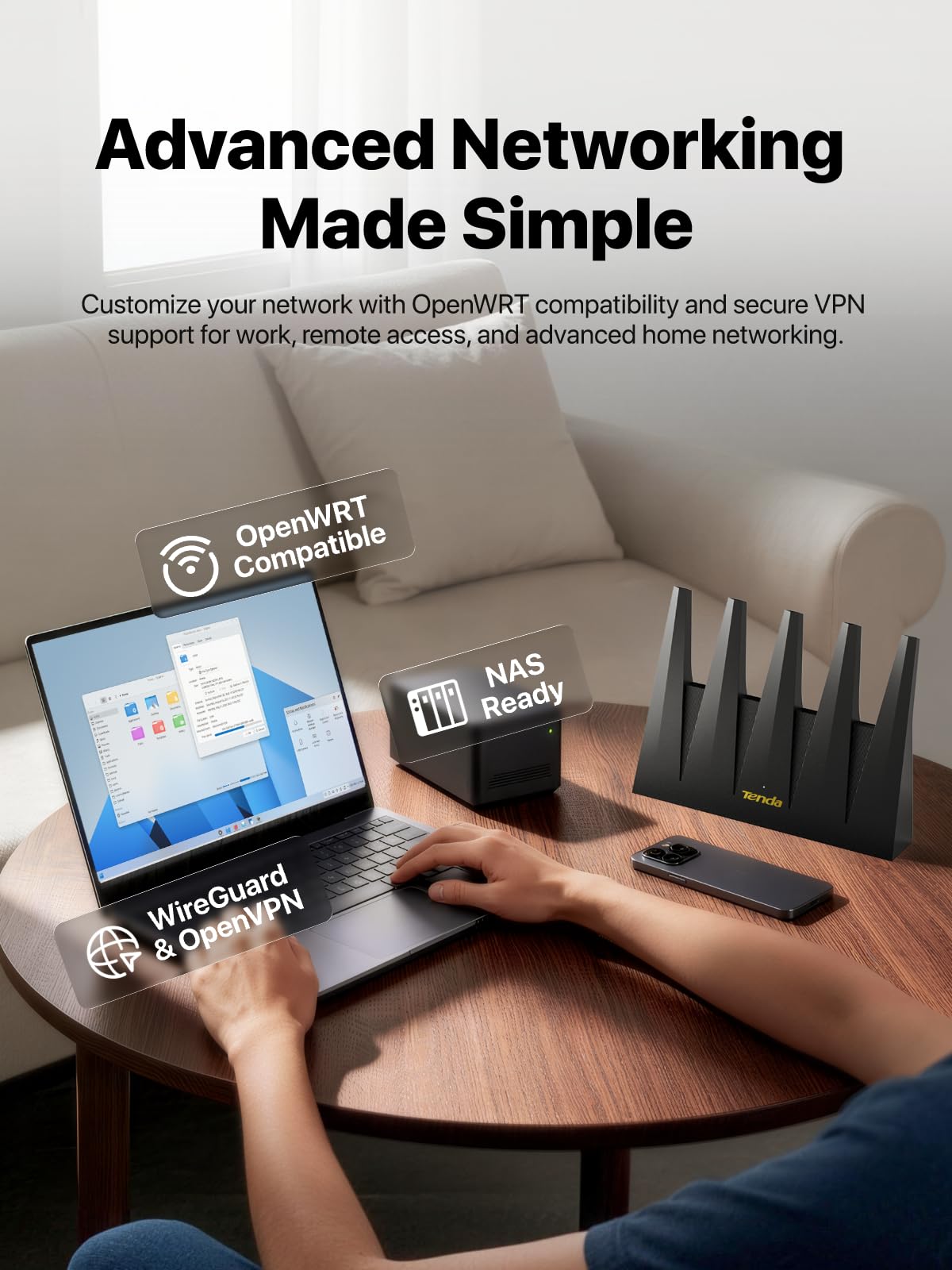 Tenda BE7200 Routers Dual-Band High-Speed Wireless Internet Router, Black, DEMO
