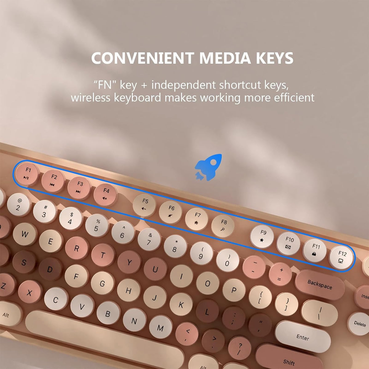 Youker Wireless Keyboard and Mouse Combo 2.4GHz USB Retro Khaki Ergonomic DEMO