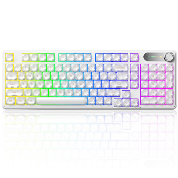 MomoZoo Foundation White 98-Key Wired Gaming Keyboard with Transparent NEW