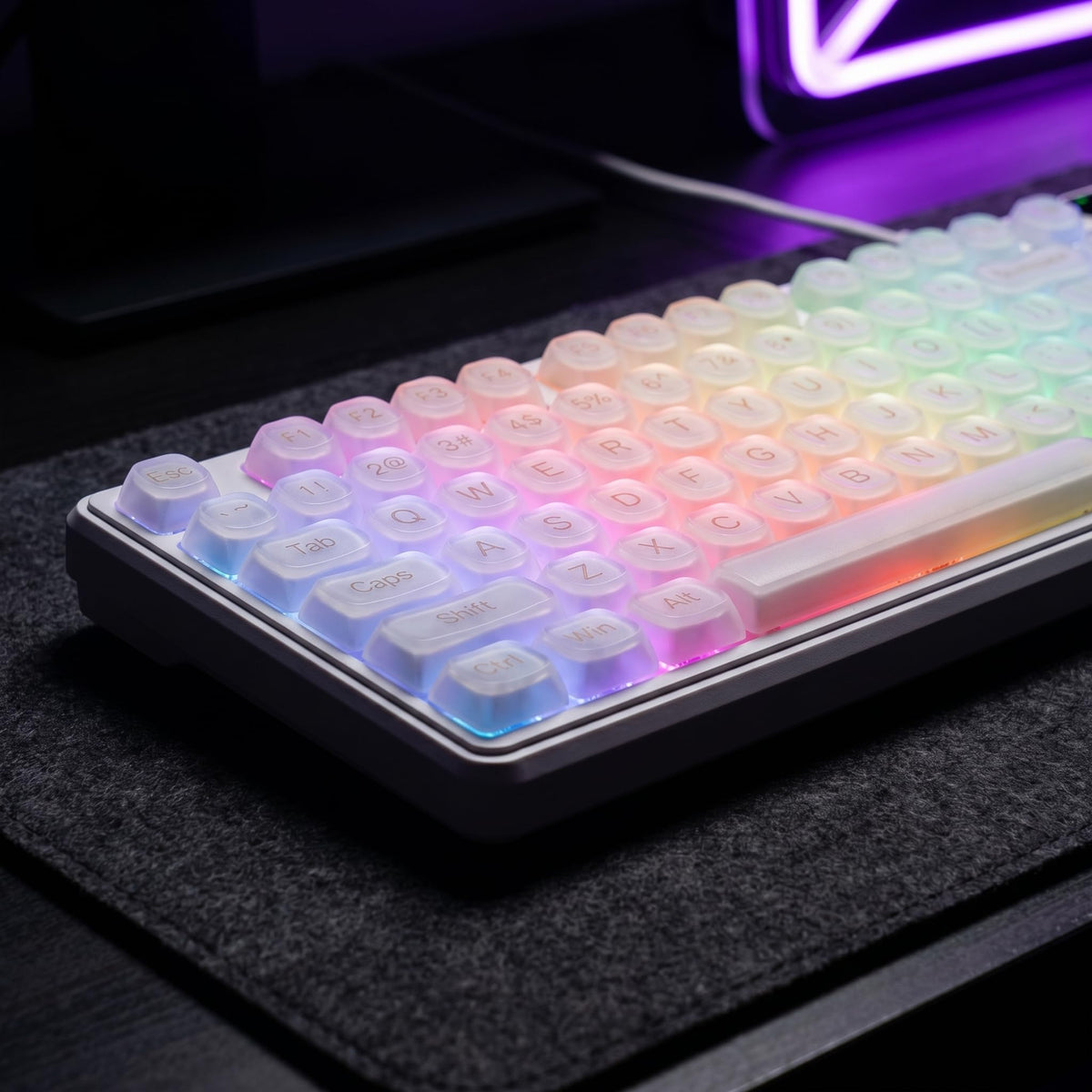 MomoZoo Foundation White 98-Key Wired Gaming Keyboard with Transparent NEW