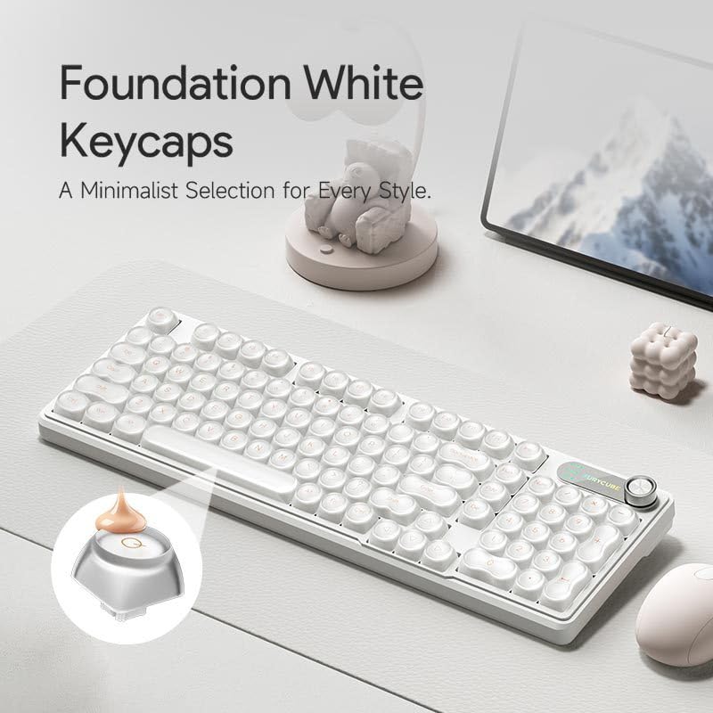 MomoZoo Foundation White 98-Key Wired Gaming Keyboard with Transparent NEW