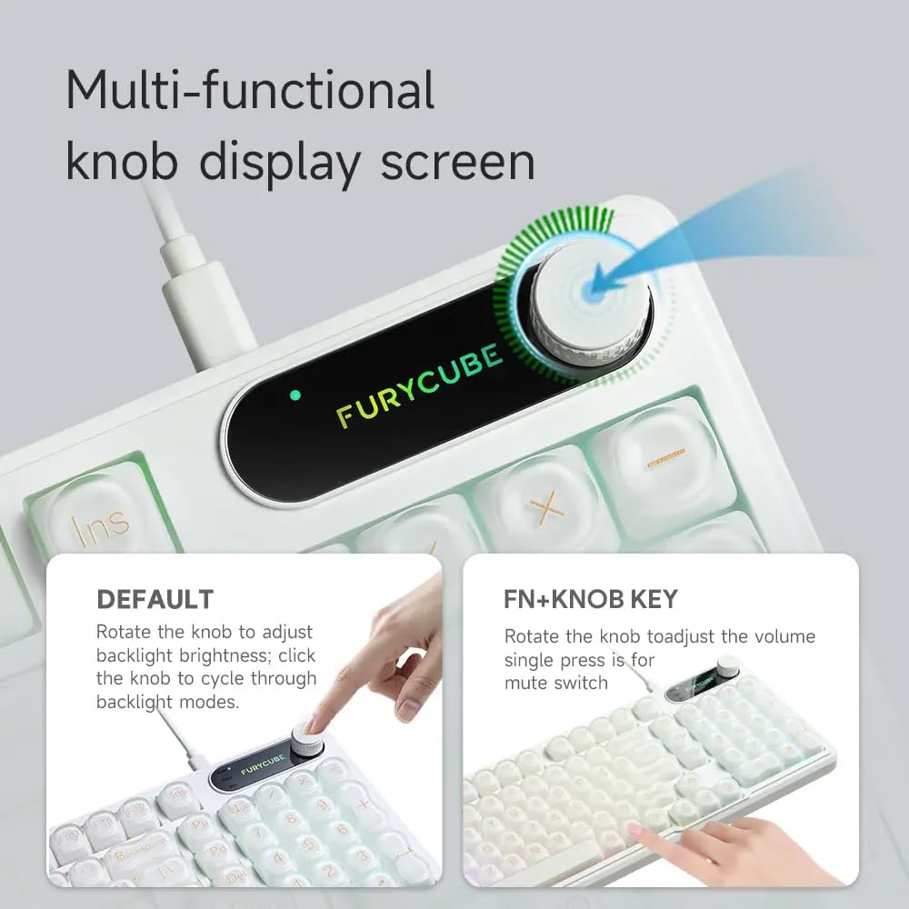 MomoZoo Foundation White 98-Key Wired Gaming Keyboard with Transparent NEW