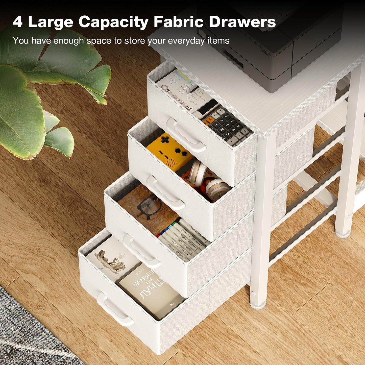 ODK L-Shaped Desks Computer Desk with 4 Drawers Reversible Corner DEMO