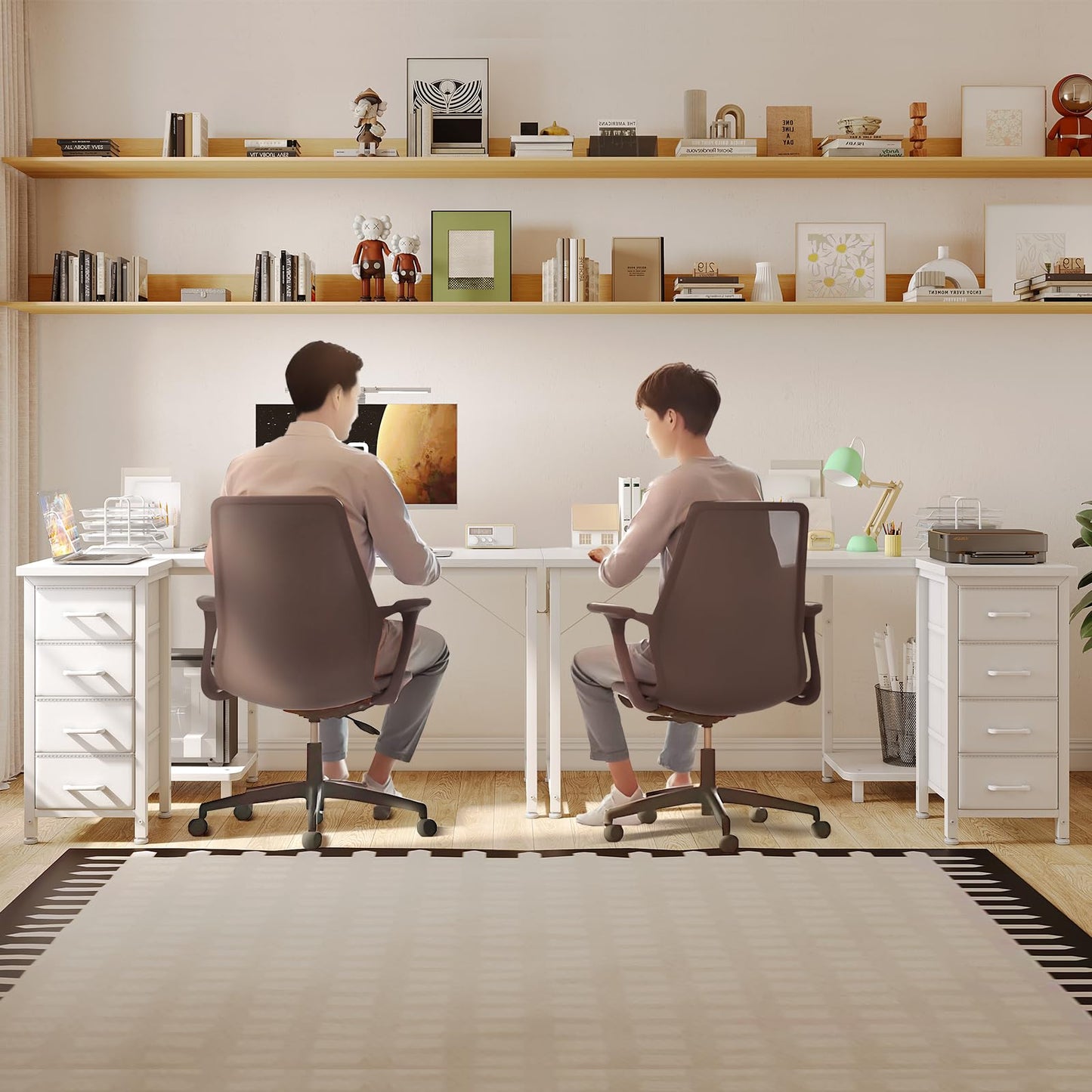ODK L-Shaped Desks Computer Desk with 4 Drawers Reversible Corner DEMO