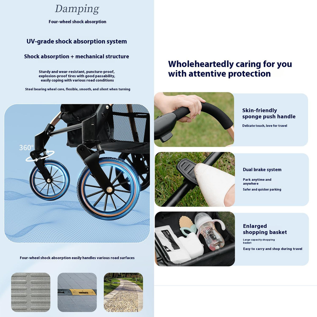 XCJump Lightweight 3-in-1 Travel Pram Stroller with One-Hand Fold, Black DEMO