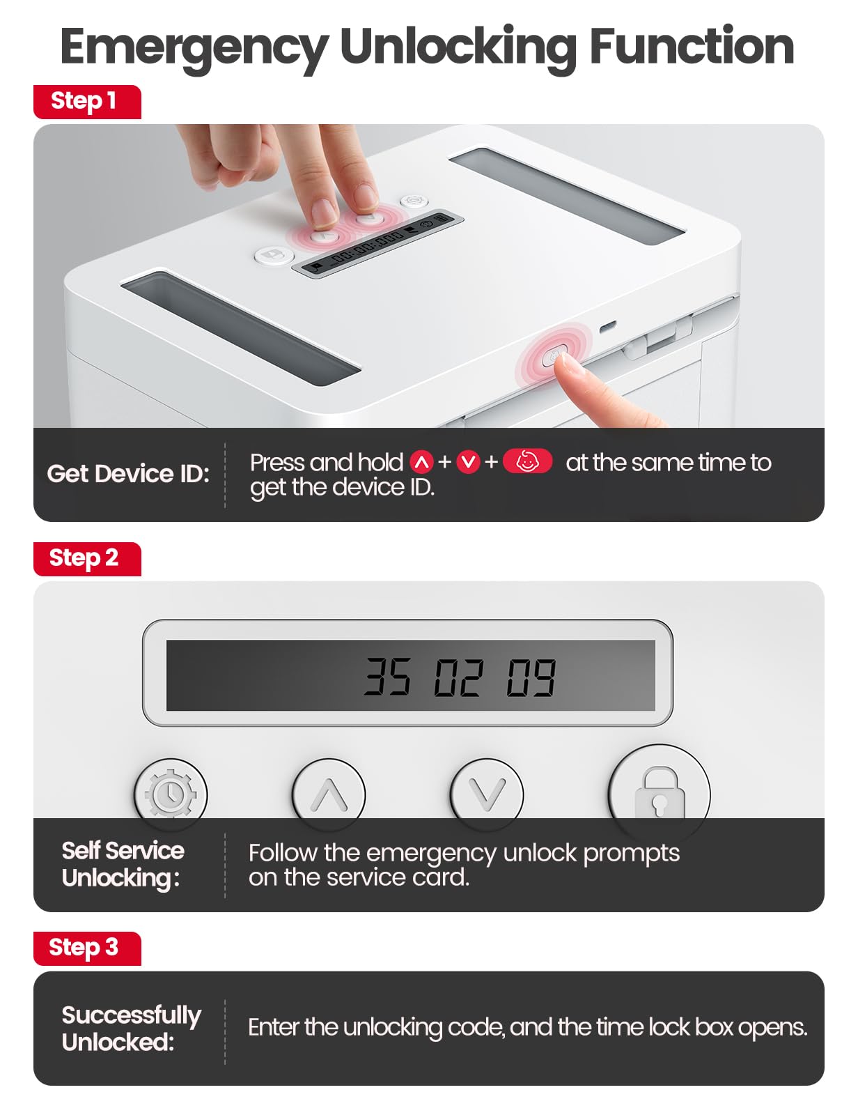 VAYDEER Timed Lock Box, Aluminum Alloy, 365-Day Locking, Security Storage DEMO