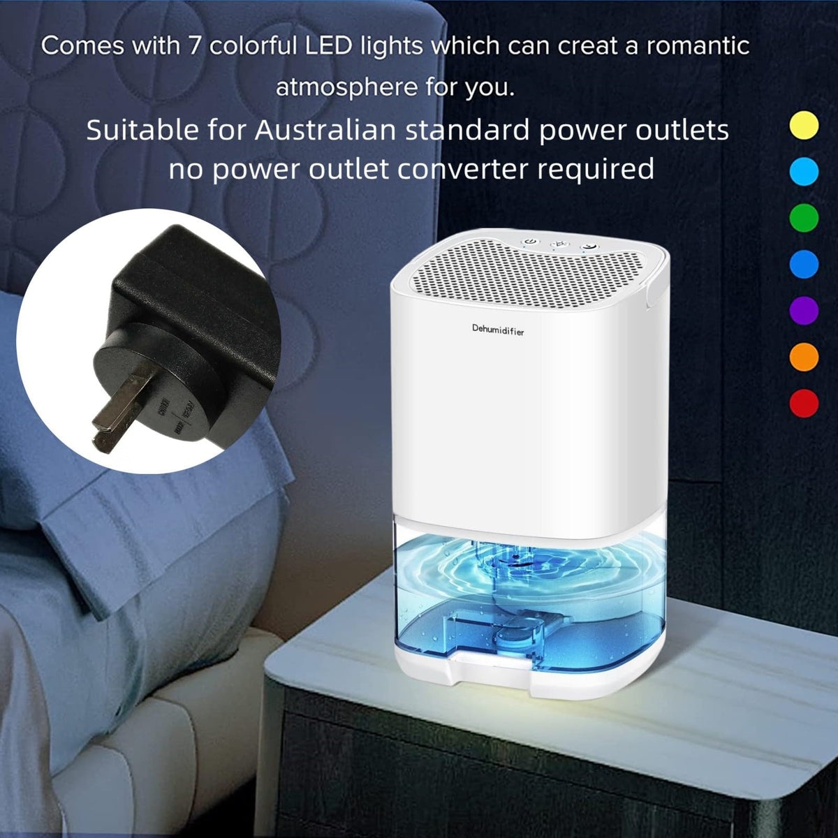 Pudge Portable Mini Air Dehumidifier for Home, Quiet Automatic, White NEW