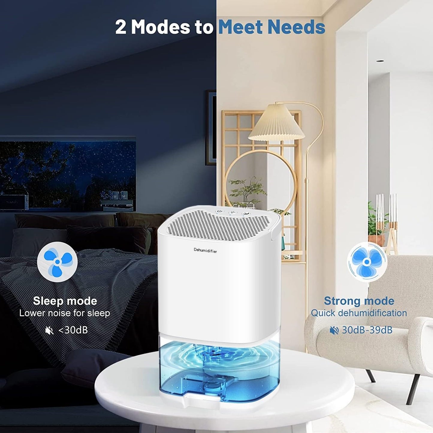 Pudge Portable Mini Air Dehumidifier for Home, Quiet Automatic, White NEW