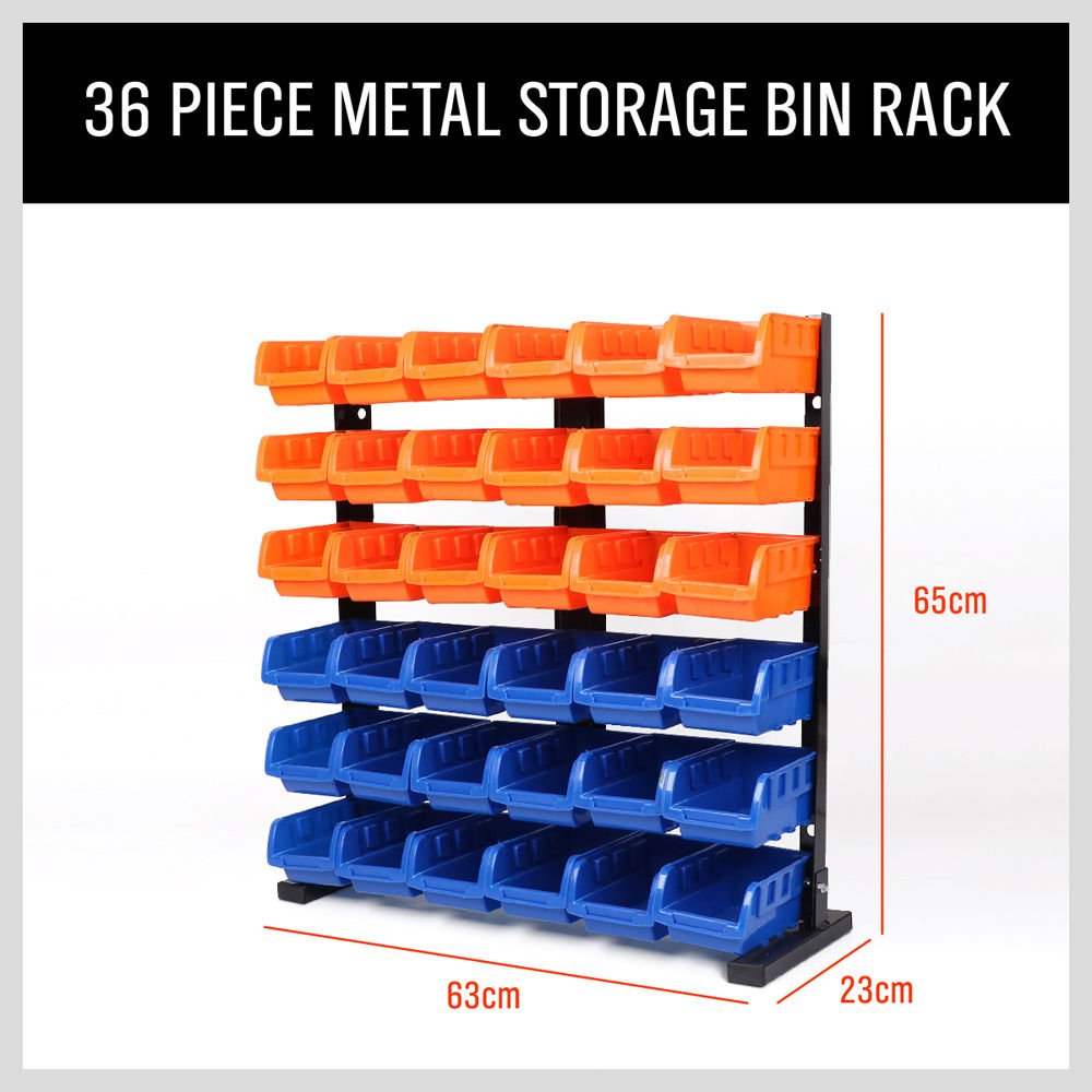 HORUSDY 36-Bin Freestanding Heavy-Duty Parts Organizer Storage Rack Set DEMO