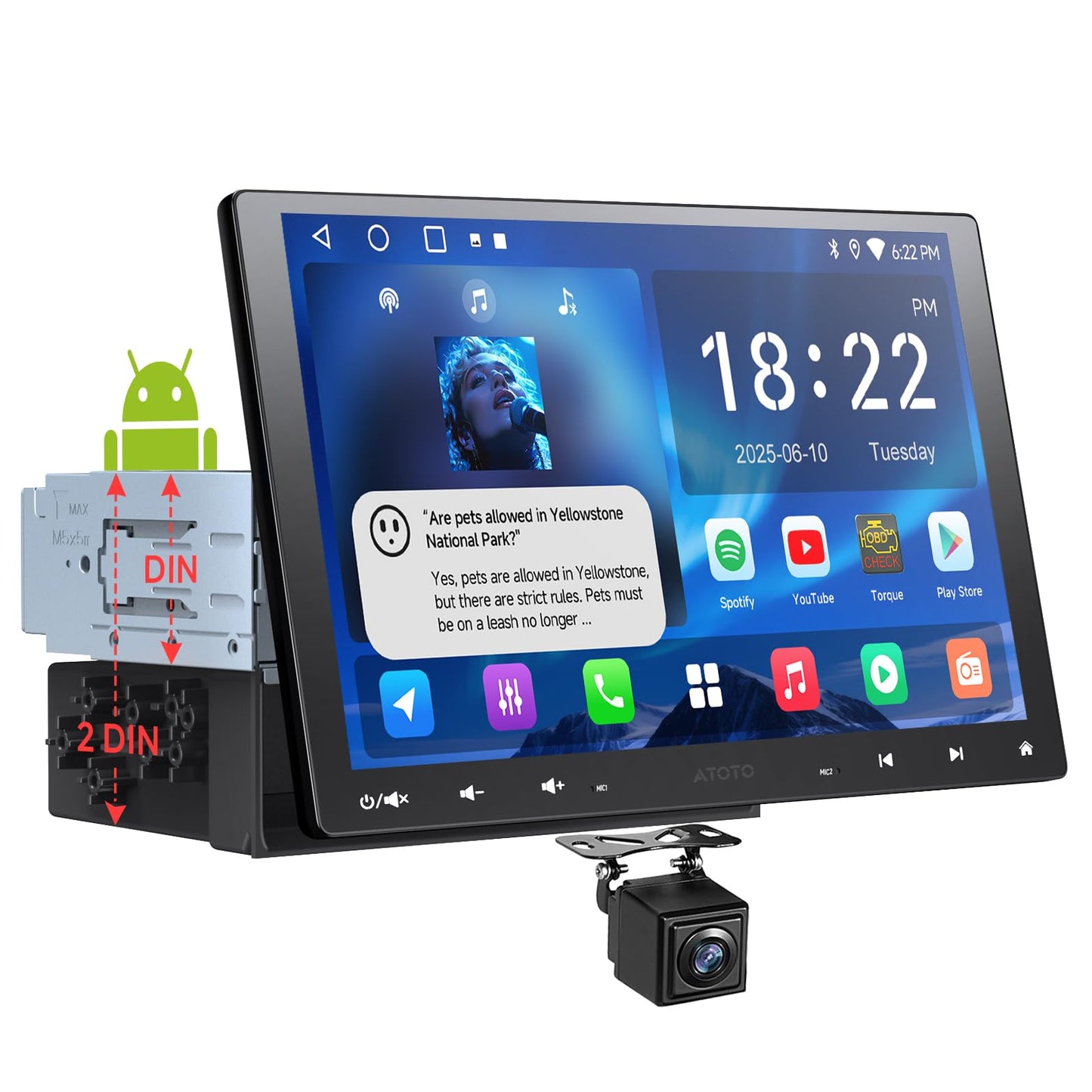 ATOTOEXCEL 10.1 On-Dash-Monitoring Inch Double DIN Android Car Stereo NEW