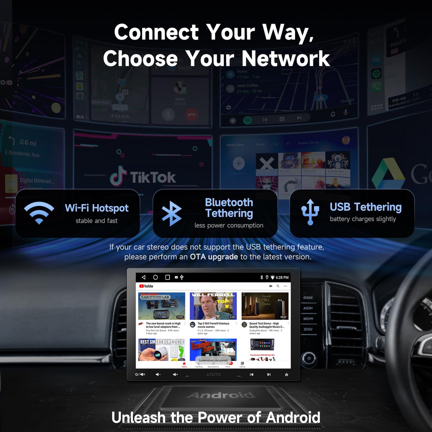 ATOTOEXCEL 10.1 On-Dash-Monitoring Inch Double DIN Android Car Stereo NEW