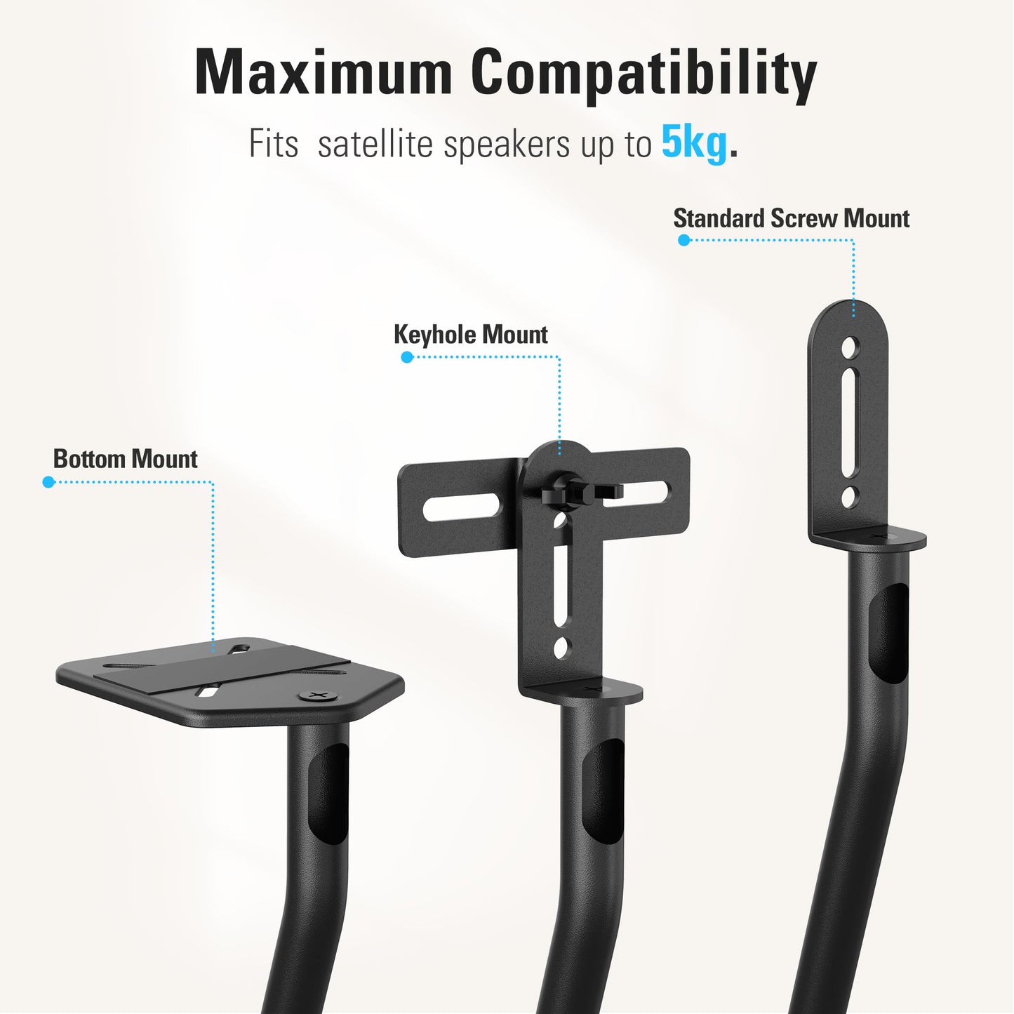 Mounting Dream Adjustable Floor Speaker Stands, Alloy Steel, Black, 70-75" DEMO