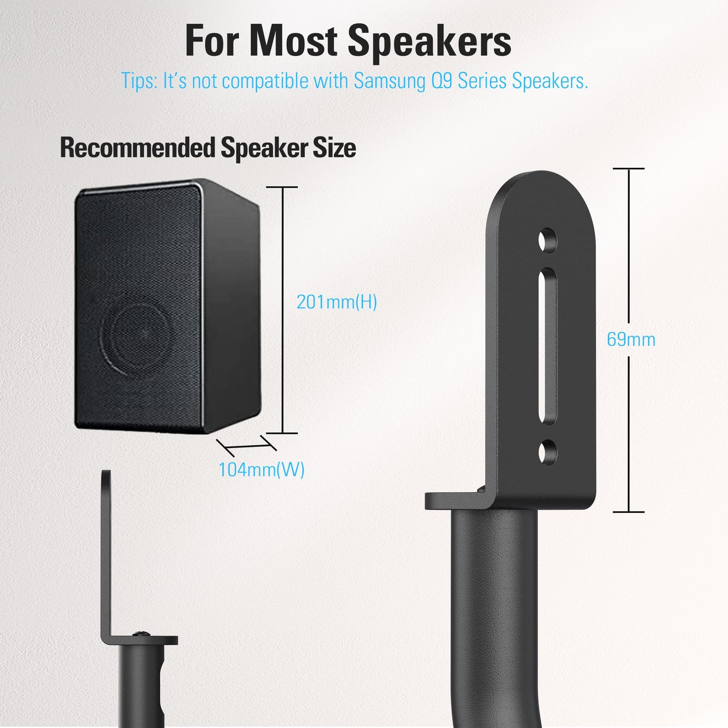 Mounting Dream Adjustable Floor Speaker Stands, Alloy Steel, Black, 70-75" DEMO