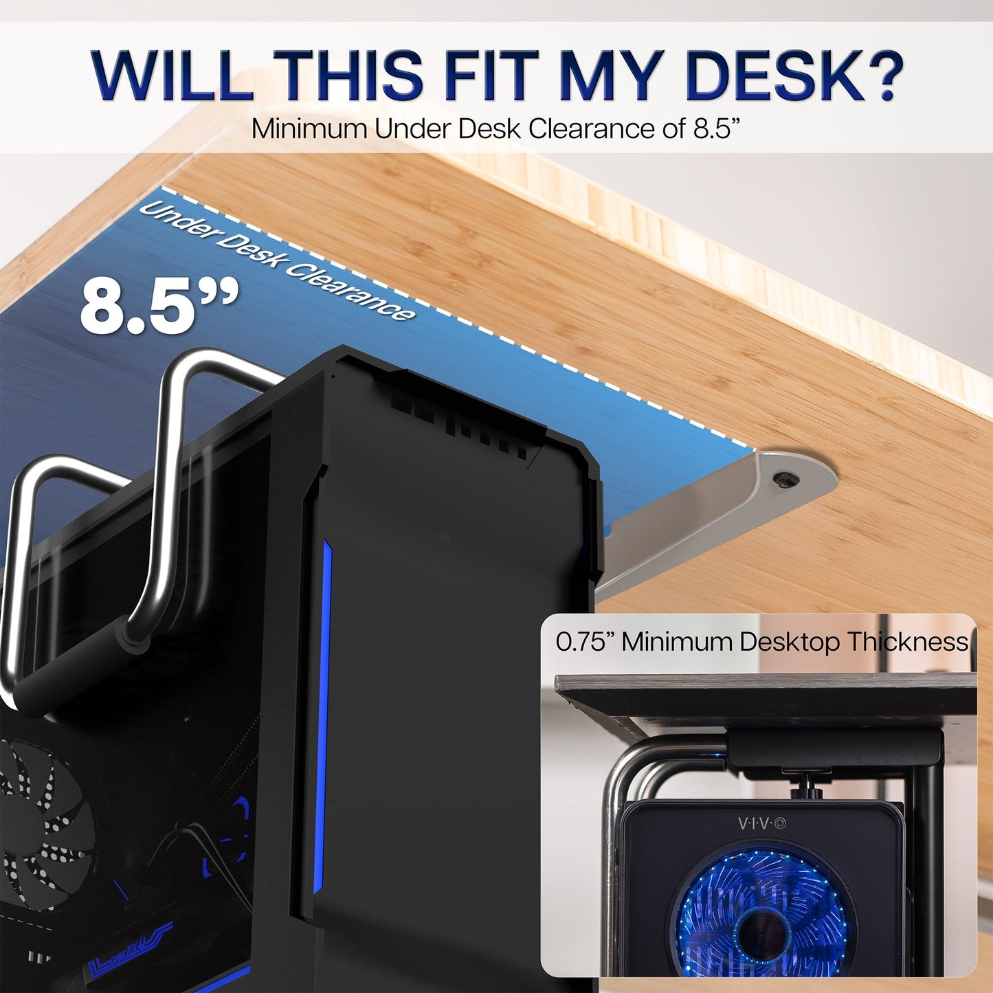 VIVO Heavy Duty Adjustable Under-Desk Monitor Arm Mount for Large Screens DEMO