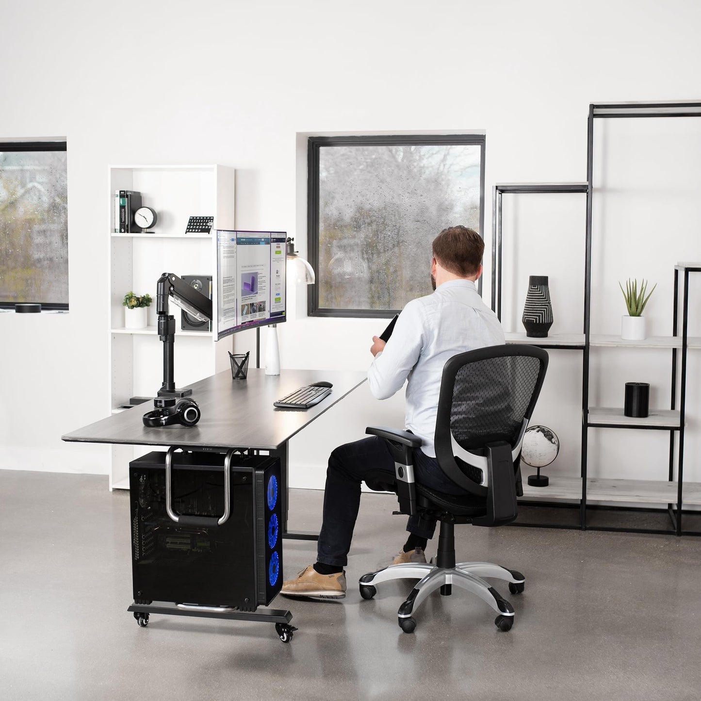 VIVO Heavy Duty Adjustable Under-Desk Monitor Arm Mount for Large Screens DEMO