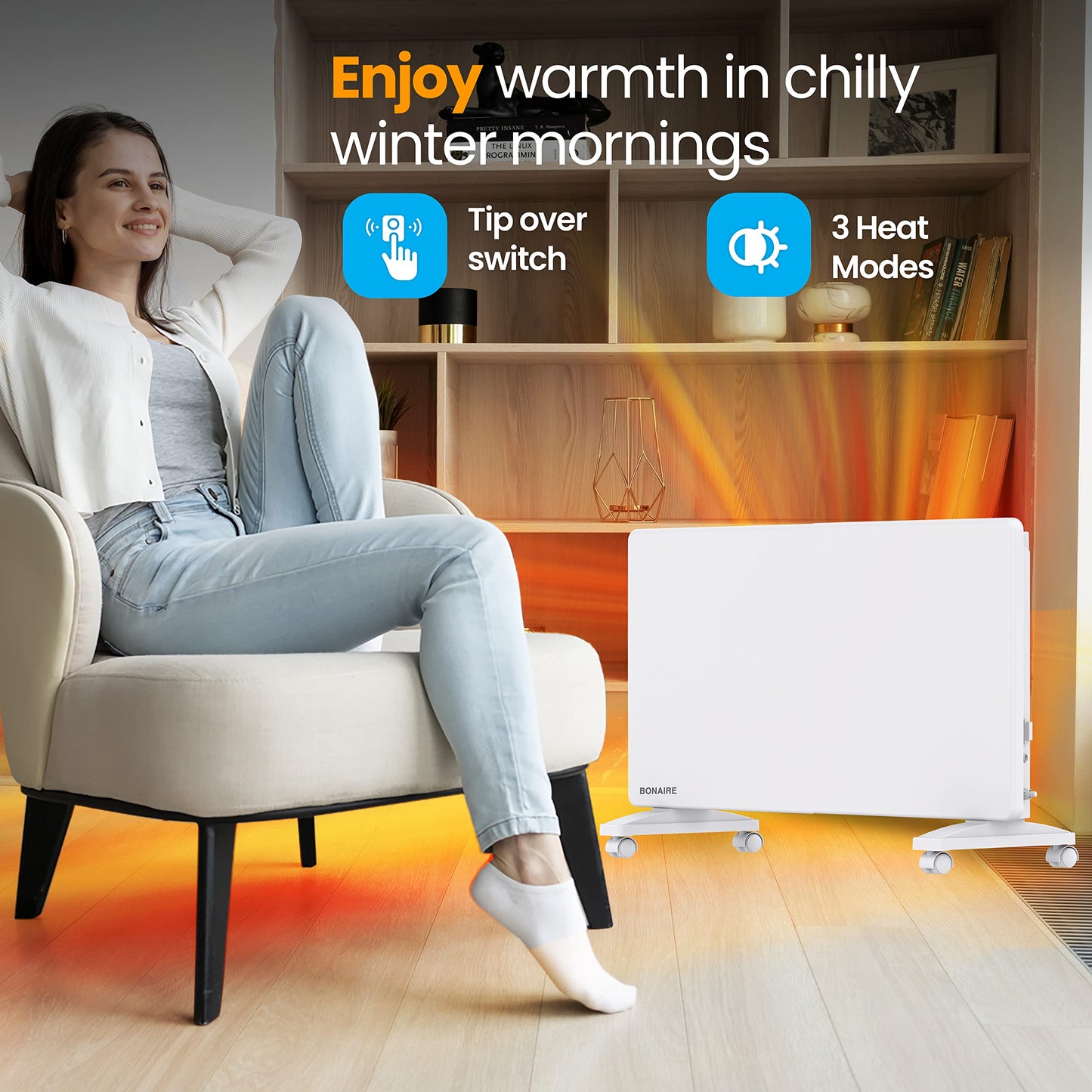 Bonaire 1500W Heating Smart WiFi Electric Panel Heater Touchscreen Display DEMO