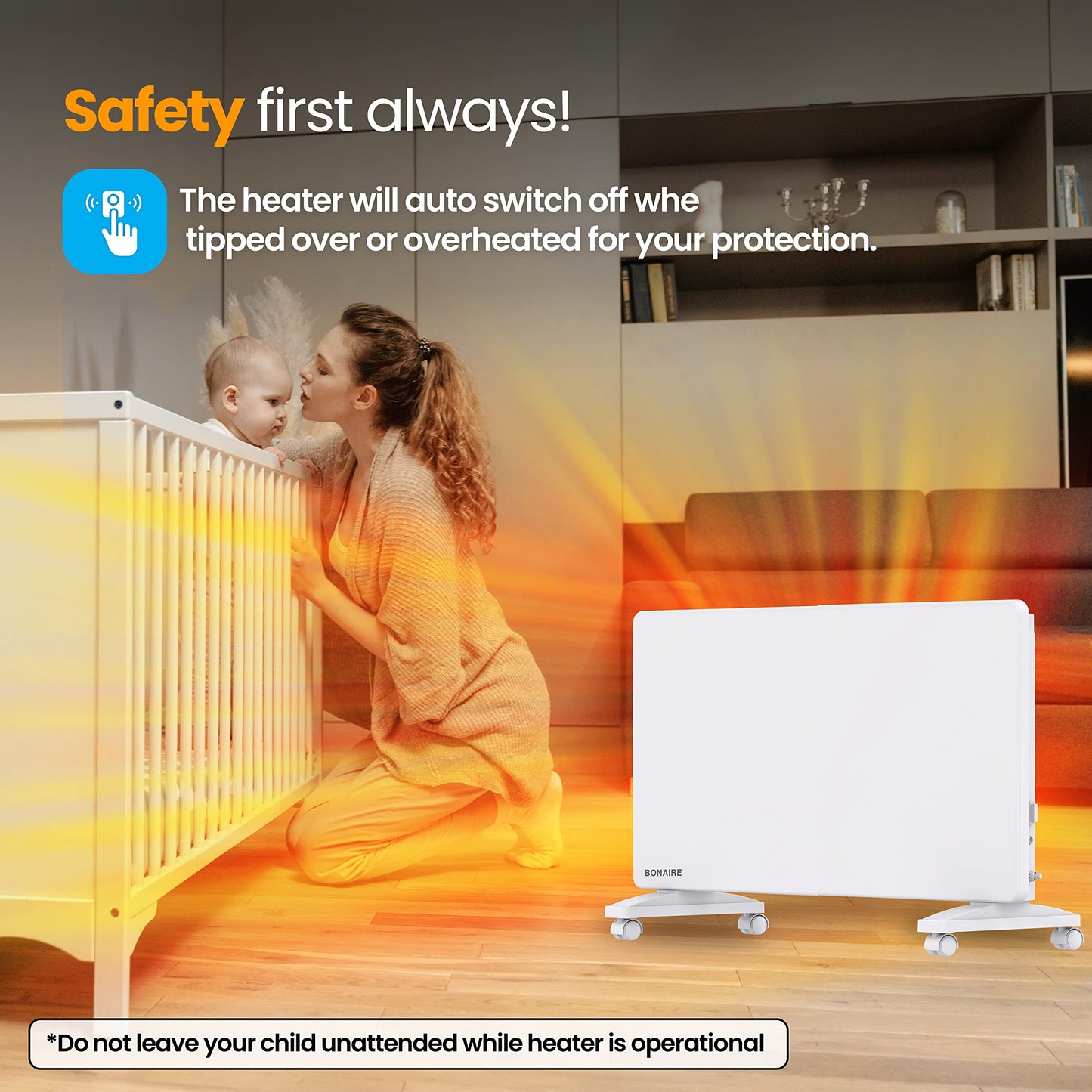 Bonaire 1500W Heating Smart WiFi Electric Panel Heater Touchscreen Display DEMO