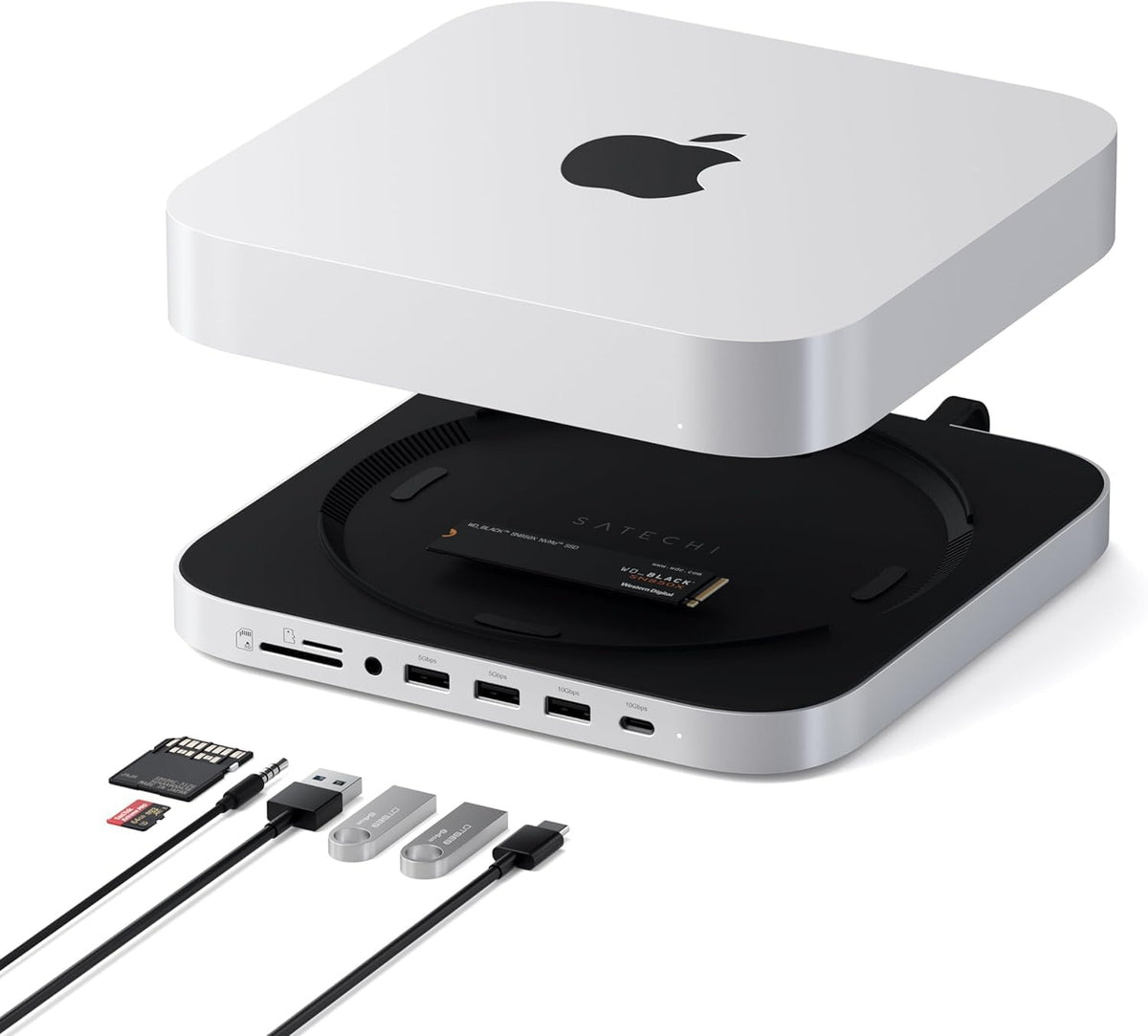 Satechi USB USB Hubs Hub & Stand with NVMe SSD Enclosure in Silver - DEMO