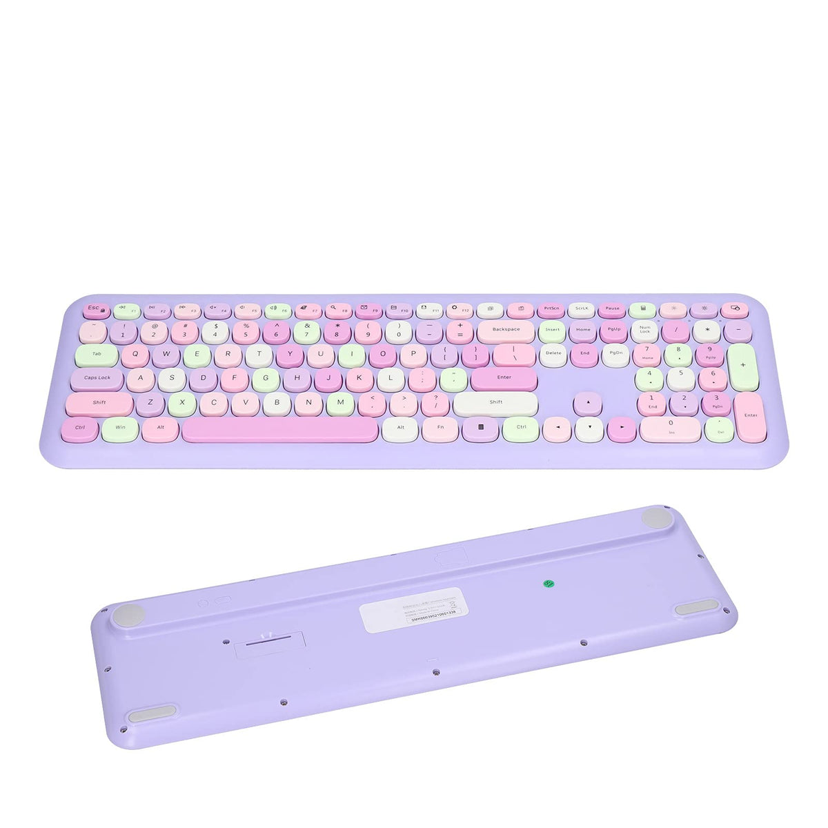 Jectse Retro Style Ergonomic Wireless Keyboard and Mouse Set Purple Mixed NEW
