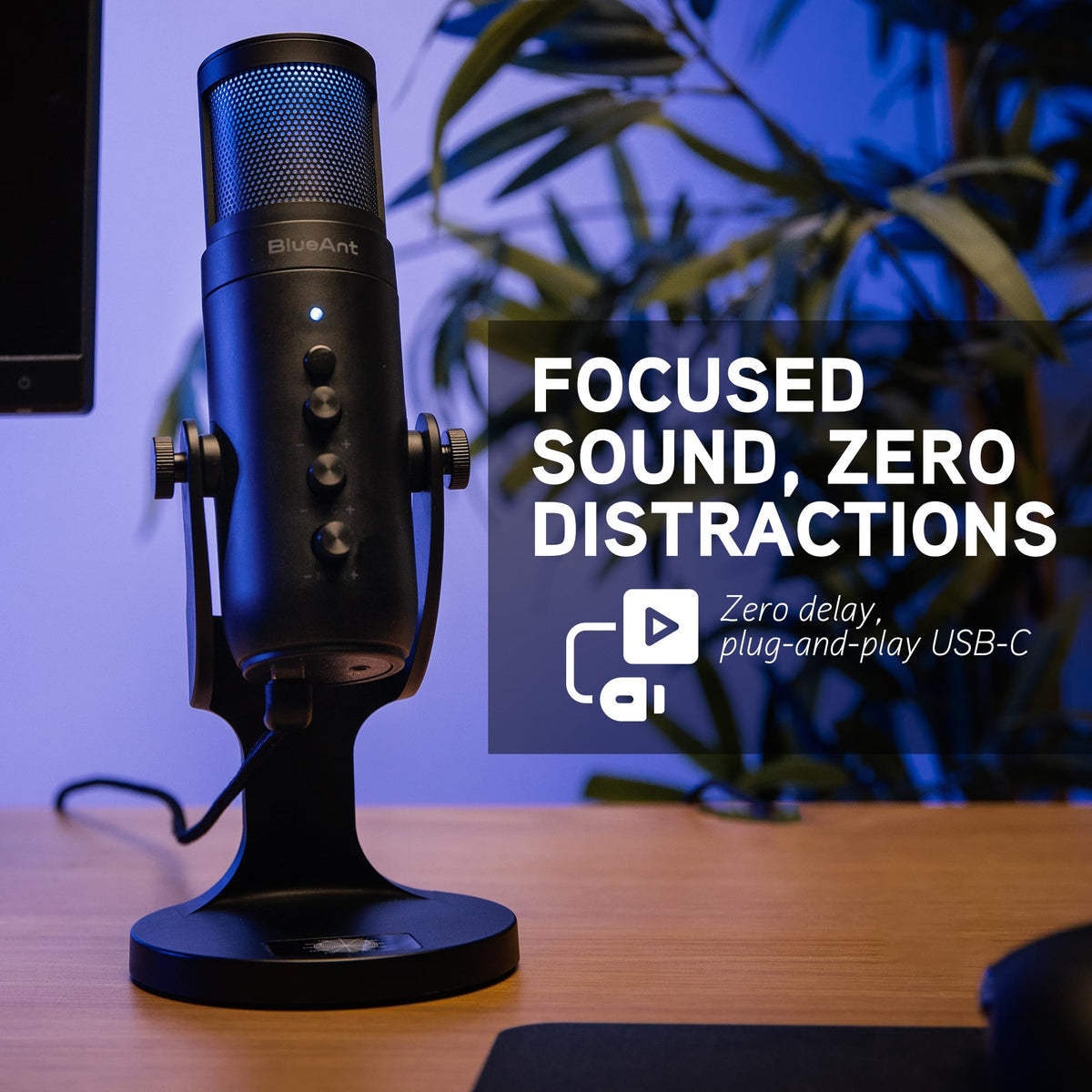 BlueAnt USB Condenser Microphone Plug-and-Play USB-C Real-Time Recording NEW