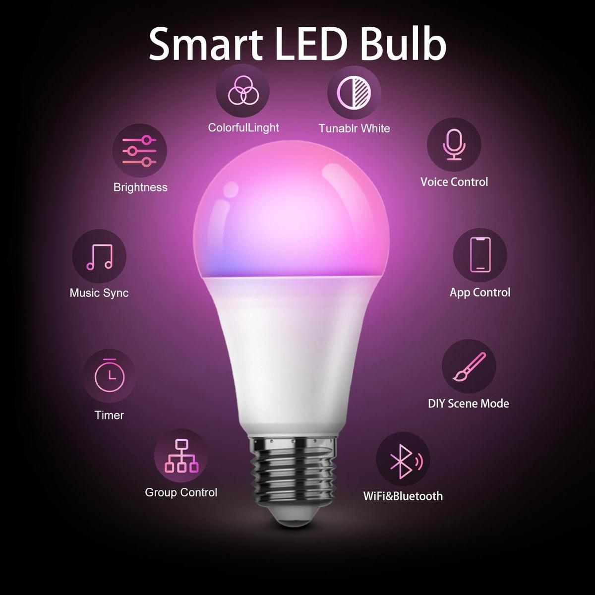 Tenmiro Smart LED Bulbs WiFi LED Bulb, Dimmable, Music Sync, Works with DEMO