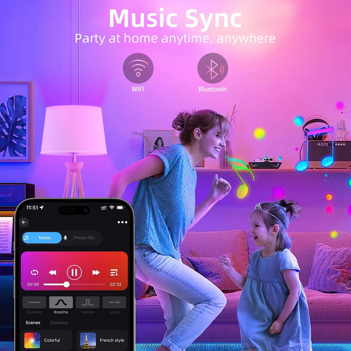 Tenmiro Smart LED Bulbs WiFi LED Bulb, Dimmable, Music Sync, Works with DEMO