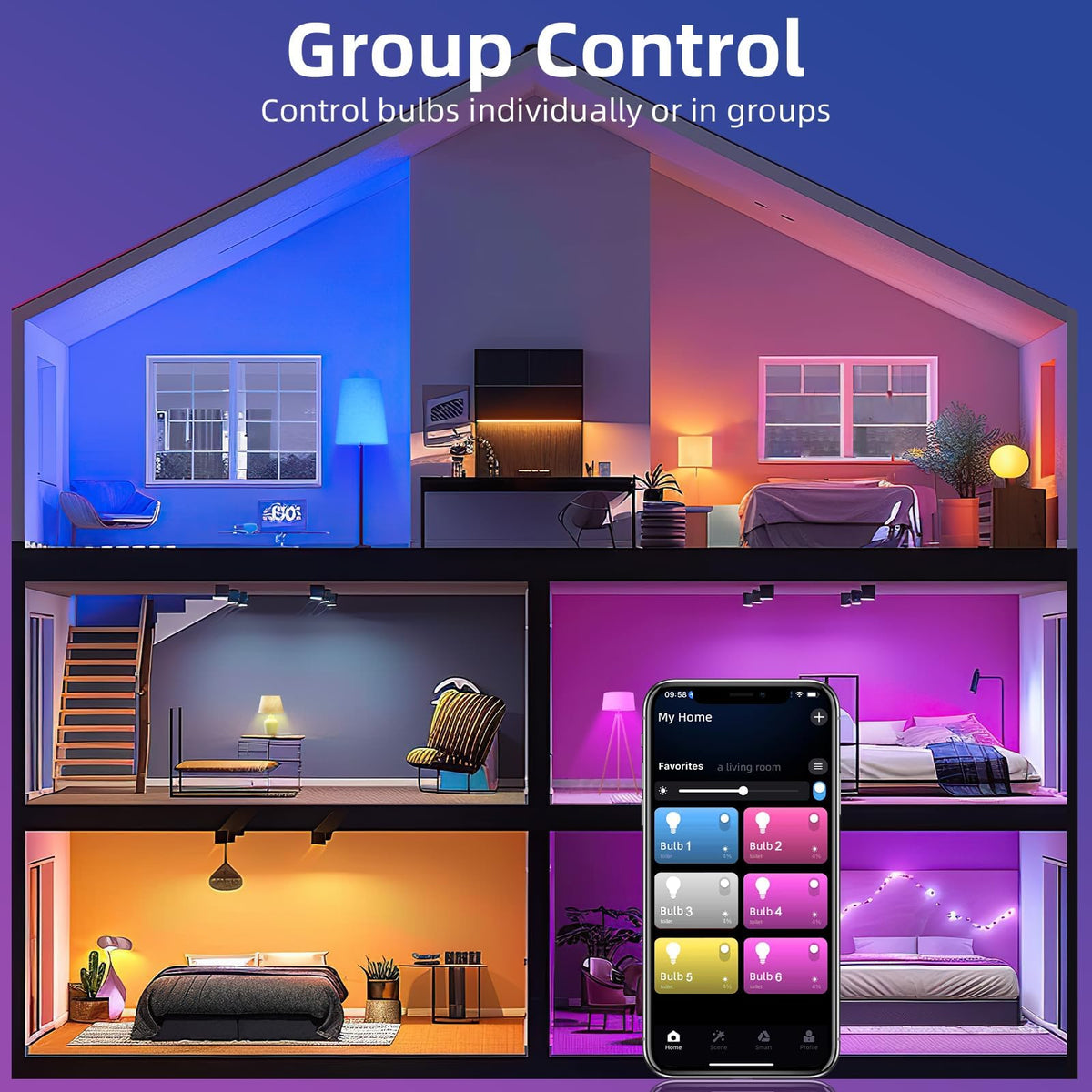 Tenmiro Smart LED Bulbs WiFi LED Bulb, Dimmable, Music Sync, Works with DEMO
