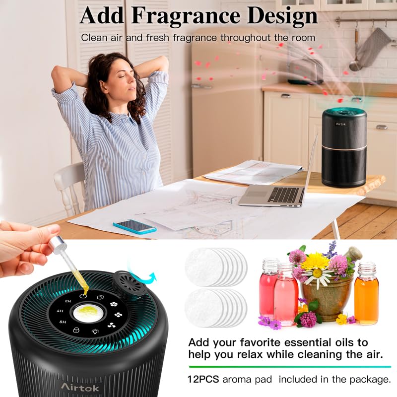 AIRTOK 4-in-1 Air Purifiers HEPA Air Purifier for Home Bedroom with DEMO