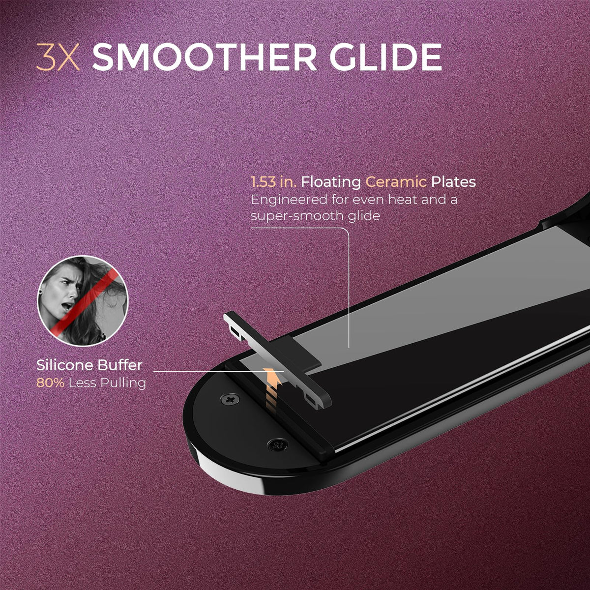 TYMO 2-in-1 Hair Straightener Brush with 200M Ions for Smooth Styling Black NEW
